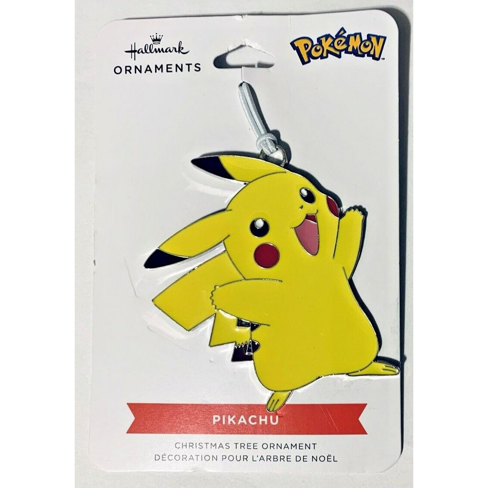 Pokemon Pikachu Christmas Ornament Yellow 2.5” Flat Metal Enamel Hallmark 2022 - Picture 4 of 9